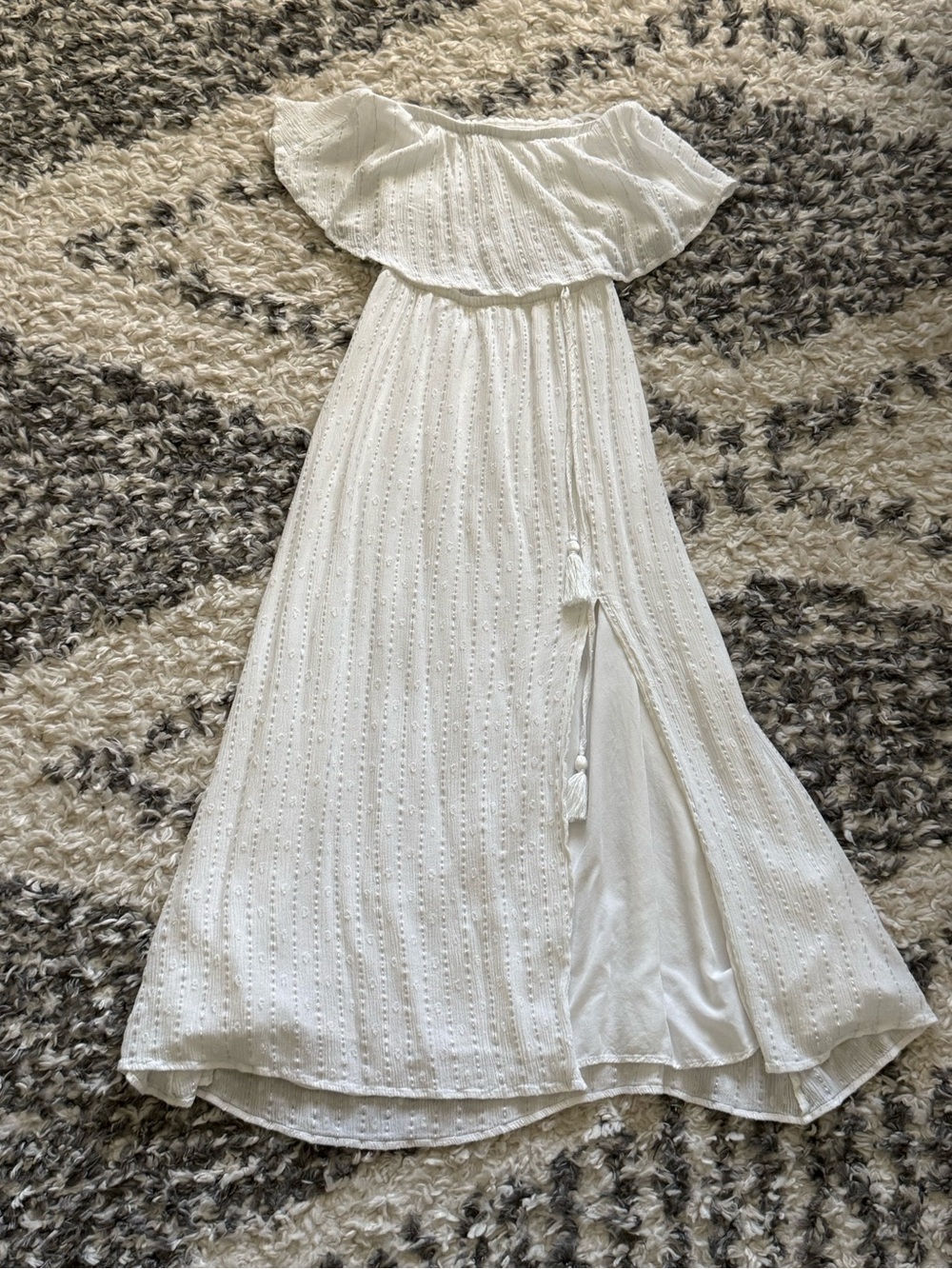 Lulu's White One-Shoulder Eyelet Maxi Dress